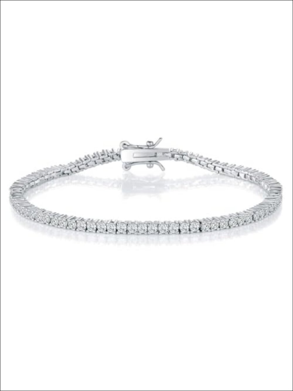 2.0MM Tennis Bracelet 18k White Gold Plated Cubic Zirconia Spring Clasp